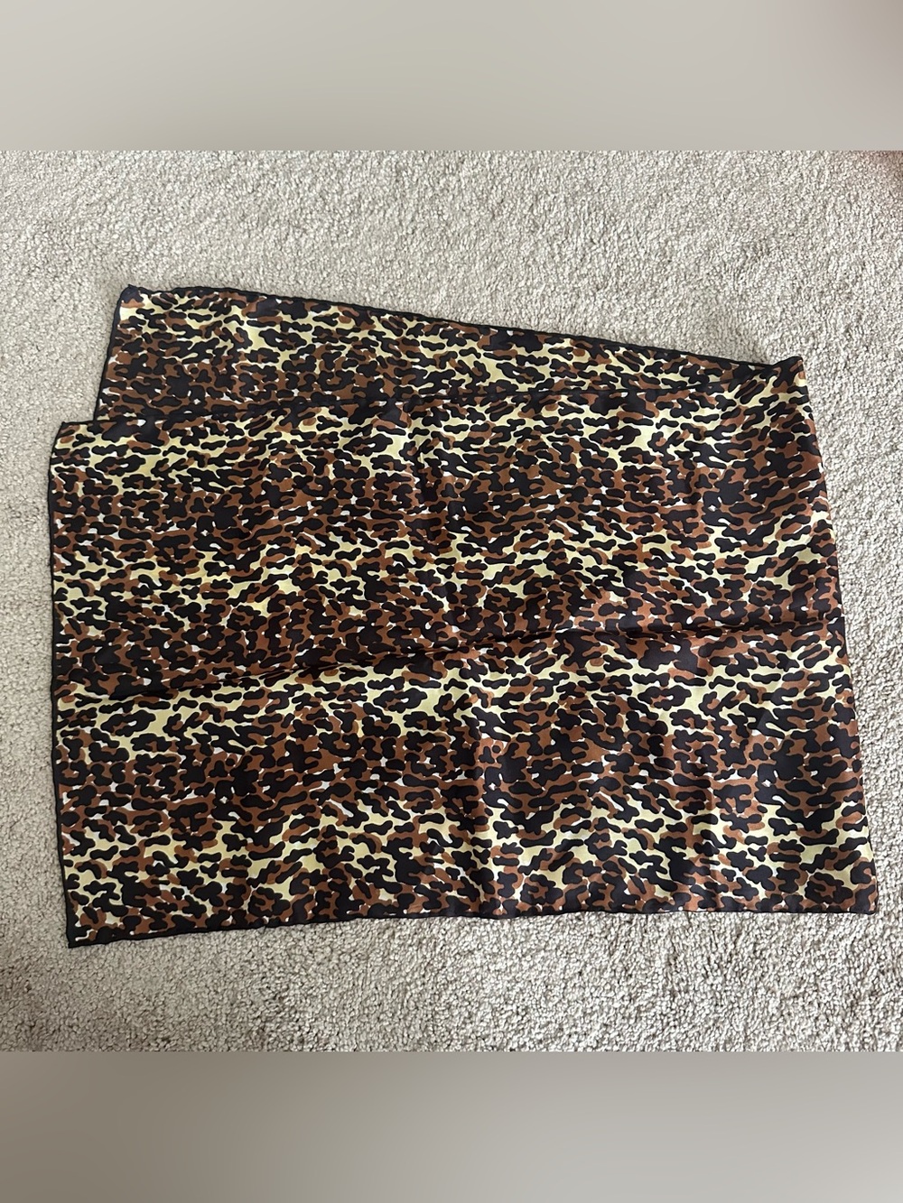 Vintage 80s Animal Print Satin Scarf